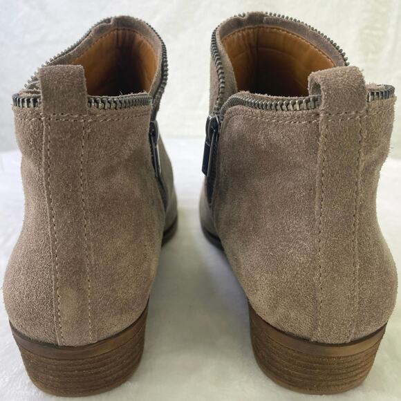 Lucky Brand Bartalino Tan Leather Suede Dual Zip 1.5" Block Heel Bootie S 12/42 - Picture 8 of 11